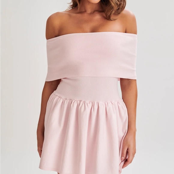MESHKI LYDIA Off Shoulder Knit Mini Dress - Fairy Floss Pink - Picture 2 of 6